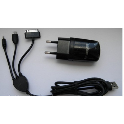 СЗУ USB 4в1 Sertec STC-DU110 Nokia 6101/micro USB/iPhone 4 Black