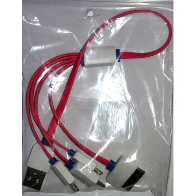 Кабель USB 4 в 1 iPhone 6/5/4-microUSB-Tab cилікон без упаковки Pink