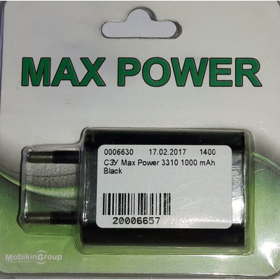 СЗУ USB Max Power 3310 1000 mAh Black