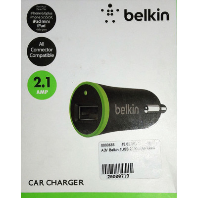 АЗУ Belkin 1USB 2100 mAh без кабеля Black