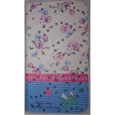Кн Бокова Стрази Samsung A500 A5 Квіти White-Blue