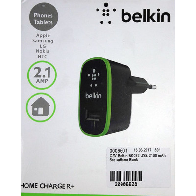 СЗУ Belkin BK052 USB 2100 mAh без кабеля Black