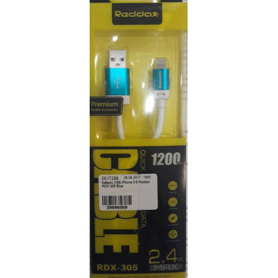 Кабель USB iPhone 5/6 Reddax RDX-305 Blue