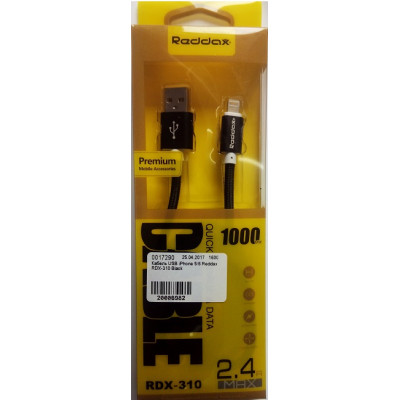 Кабель USB iPhone 5/6 Reddax RDX-310 Black