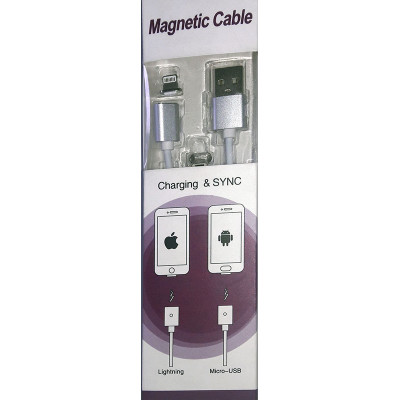 Кабель USB 2 в 1 iPhone 5/6-microUSB Magnetic White