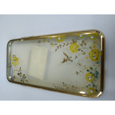 Силікон Стрази iPhone 7 Gold Flowers Yellow