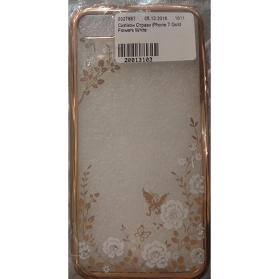 Силікон Стрази iPhone 6 Gold Flowers White