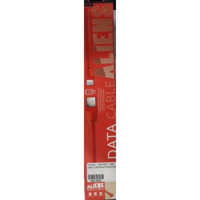 Кабель USB iPhone 5/6 Aliens 1м Red