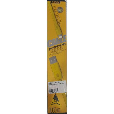 Кабель USB iPhone 5/6 Remax 1м Yellow