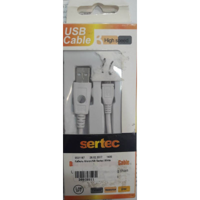 Кабель MicroUSB Sertec White