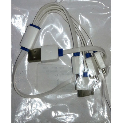 Кабель USB 4 в 1 iPhone 6/5/4-microUSB-Tab cилікон без упаковки White