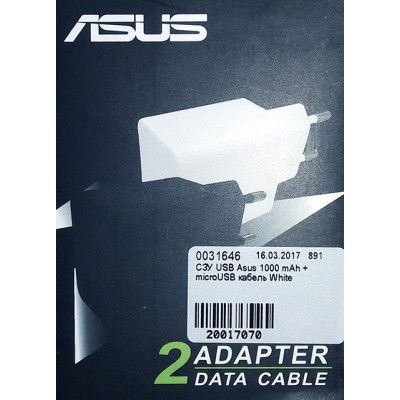 СЗУ USB Asus 1000 mAh + microUSB кабель White
