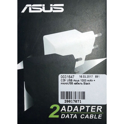 СЗУ USB Asus 1000 mAh + microUSB кабель Black