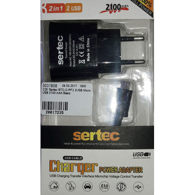 СЗУ Sertec STC-C-PF3 2USB Micro USB 2100 mAh Black