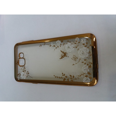 Силікон Стрази Samsung G570 J5 Prime Flowers Gold v.2