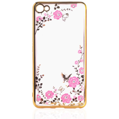 Силікон Стрази Meizu M5 Note Flowers Gold v.2