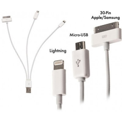 Адаптер OTG iPhone5/6-iPhone4/microUSB 2in1 White