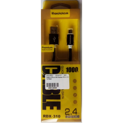 Кабель MicroUSB Reddax RDX-310 1м Black
