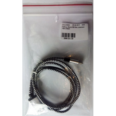 Кабель MicroUSB без упаковки ткань Black