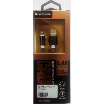 Кабель USB iPhone 5/6 Reddax RDX-335 Black
