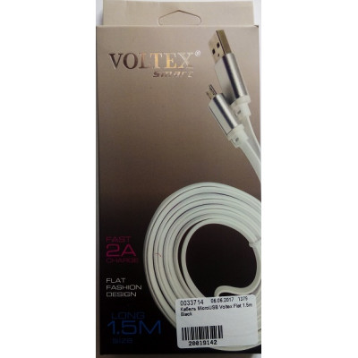 Кабель MicroUSB Voltex Flat 1.5m Black