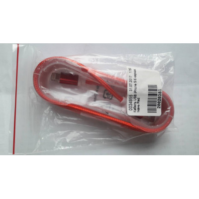 Кабель USB iPhone 5/6 каркас ткань Red