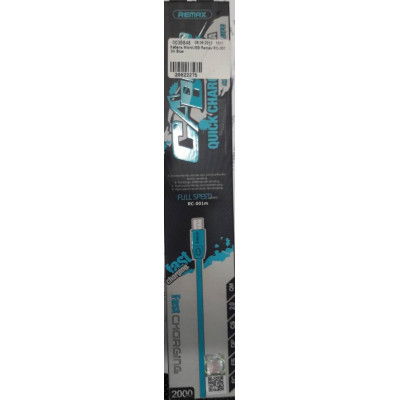Кабель MicroUSB Remax RC-001 2m Blue
