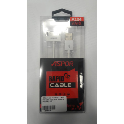 USB cable Aspor A104  iPhone  4  (круглые)  Org