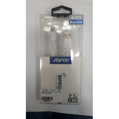 USB cable Aspor A171  Micro USB  (1.2m/2.1A)  Org