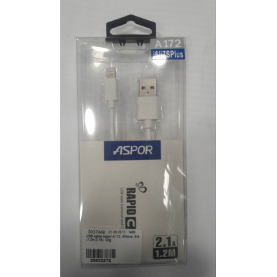 USB cable Aspor A172  iPhone  5/6  (1.2m/2.1A)  Org