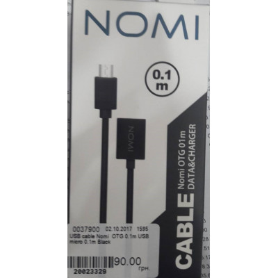 USB cable Nomi  OTG 0.1m USB micro 0.1m Black