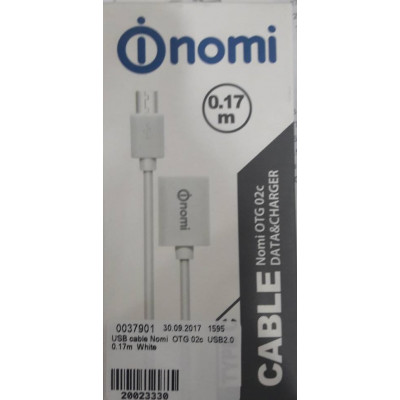 USB cable Nomi  OTG 02c  USB2.0  0.17m  White