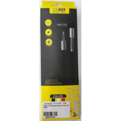 Cable AUX Боковой метал 3м в упк White