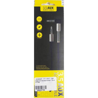 Cable AUX Боковой метал 1.5м в упк Red