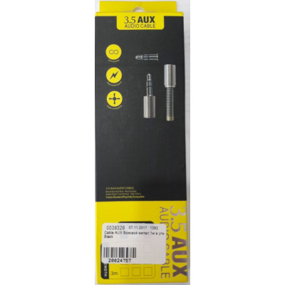 Cable AUX Боковой метал 1м в упк Black