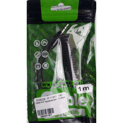 Cable AUX пружына 2pin  1m Black