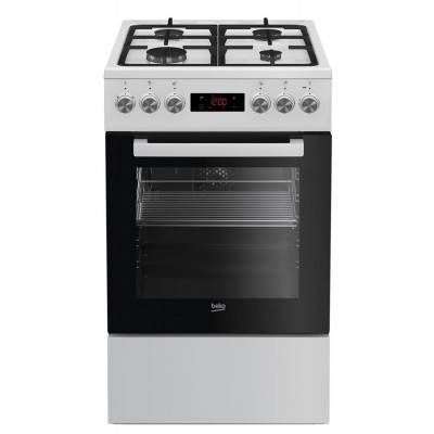 Плита Beko комбінована, 60л, 50x60см, дисплей, конвекція, чавун, білий
