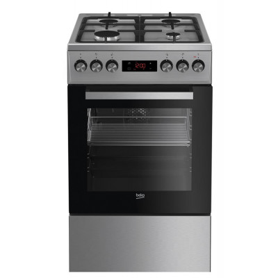 Плита Beko комбінована, 60л, 50x60см, дисплей, конвекція, чавун, нерж