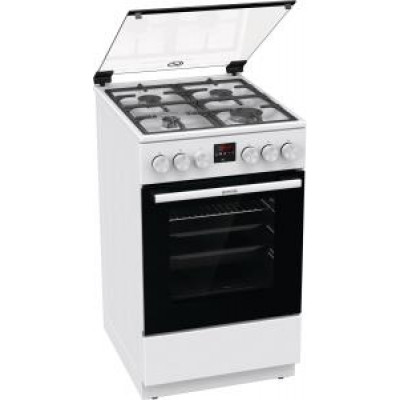 Плита Gorenje газова, 67л, 50x60см, дисплей, чавун, білий