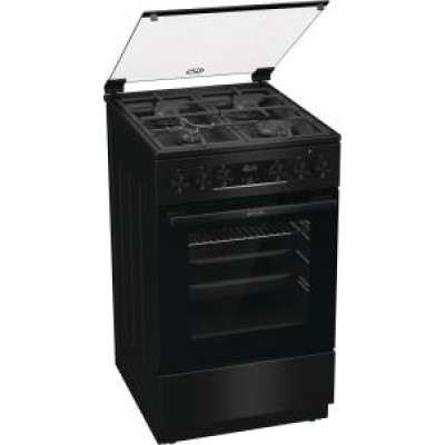 Плита Gorenje GK5C41BF комбінована, 70л, 50x60см, дисплей, чавун,  чорний