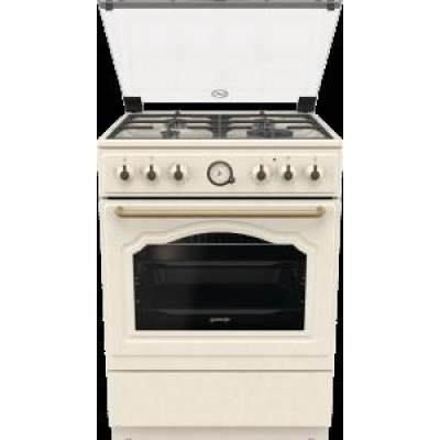 Плита Gorenje GKS6C70CLI комбінована, 71л, 60x60см, дисплей, газ-контроль, чавун, слонової кістки
