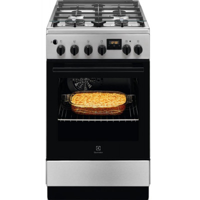 Плита Electrolux комбінована, 54л, 50x60см, дисплей, конвекція, чавун, нерж