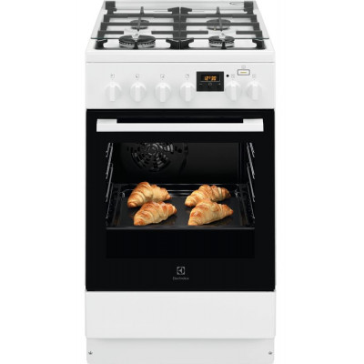 Плита Electrolux комбінована, 58л, 50x60см, дисплей, конвекція, чавун, пара, білий
