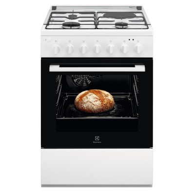 Плита Electrolux комбінована 3 газ + 1 електро, 57л, 60x60см, конвекція, білий