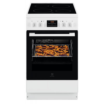 Плита Electrolux електрична склокерамічна, 57л, 50x60см, дисплей, конвекція, білий