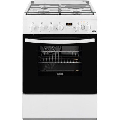 Плита Zanussi комбінована 3 газ + 1 електро, 57л, 60x60см, дисплей, конвекція, білий