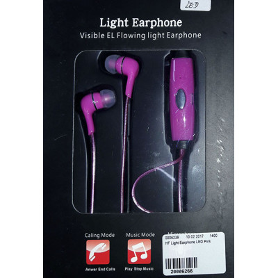 HF Light Earphone LED Pink