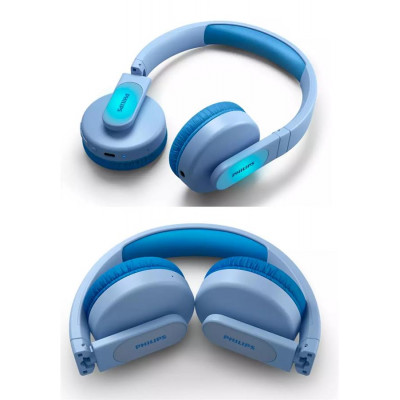 Навушники Philips Kids TAK4206 On-ear Colored light panels Wireless Mic Синій